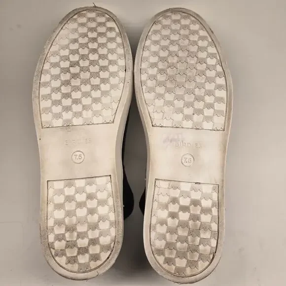 Birdies The Falcon Black Leather Slip-On Sneaker Bootie Hidden Wedge, Size 7.5 - Picture 13 of 13